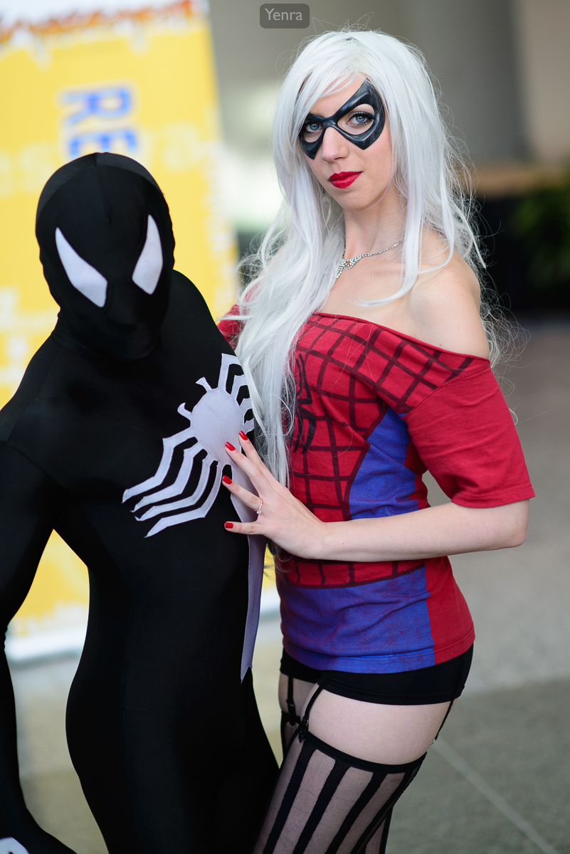 Felicia Hardy AKA Black Cat and one of the Spiderman forms