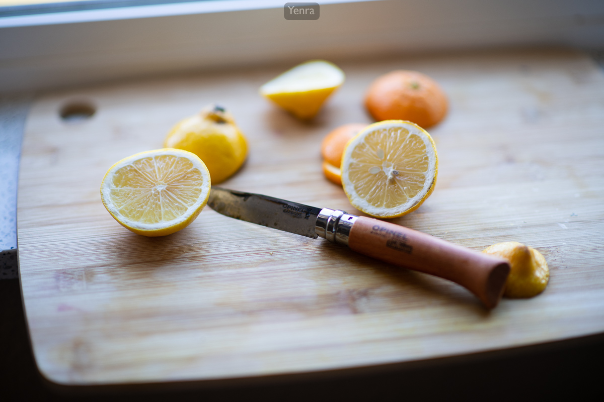 Lemon sliced by Opinel