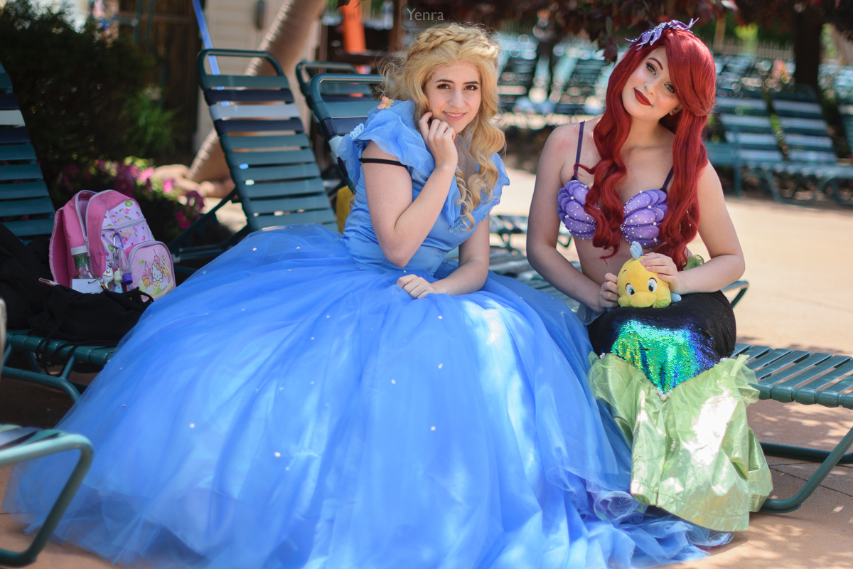 Cinderella from Disney's live action Cinderella and Ariel from The Little Mermaid