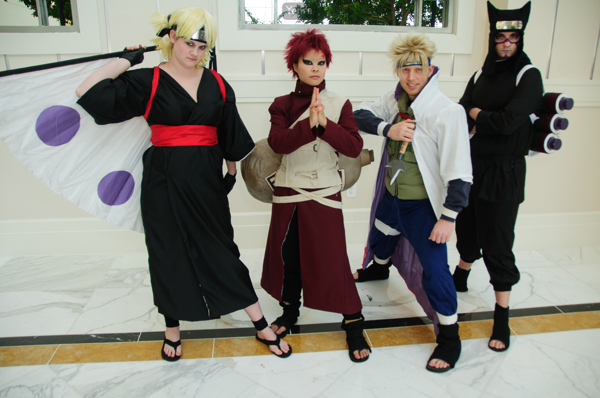 Temari, Gaara, Minato, and Kankuro, Naruto