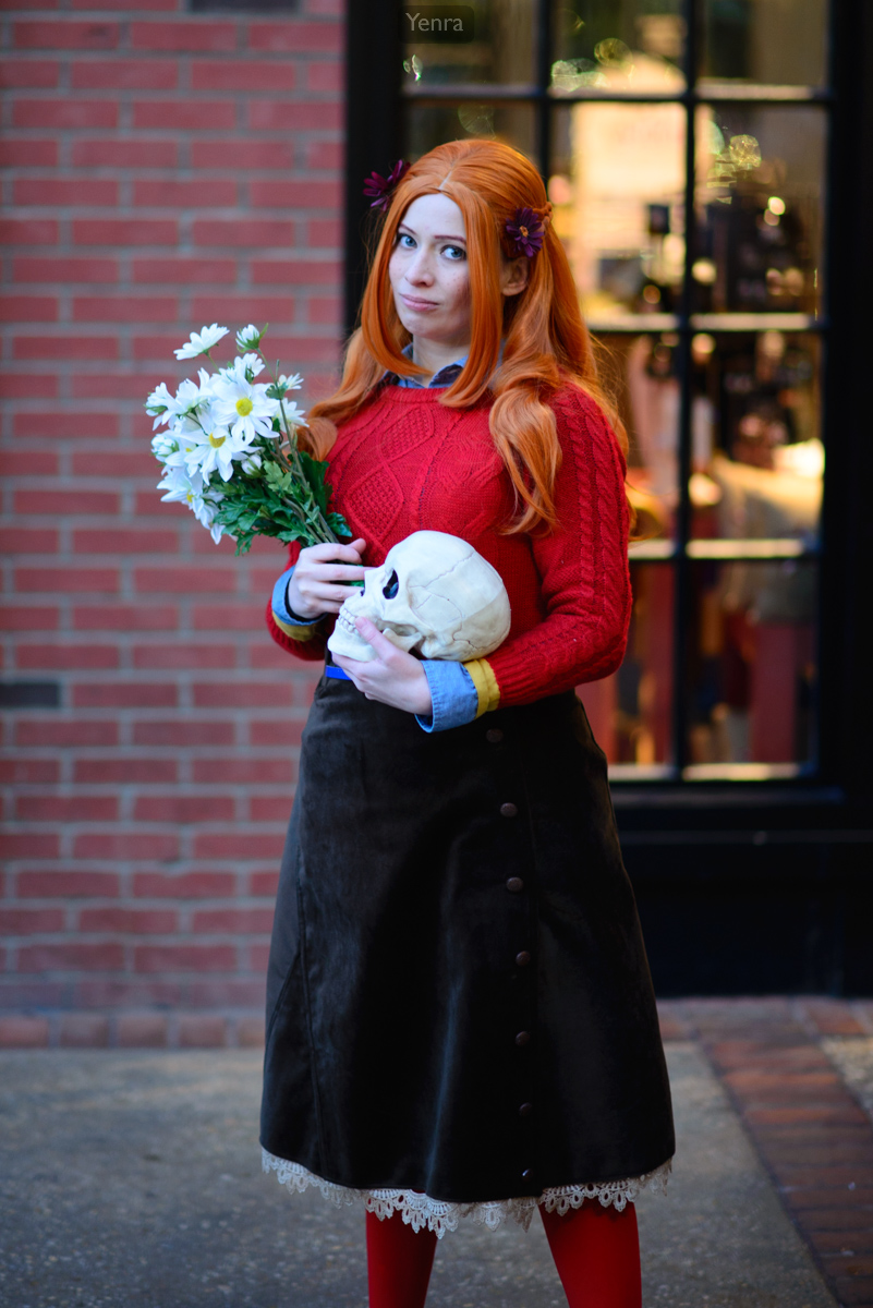 Diana from Zero Time Dilemma with Flowers and a Skull