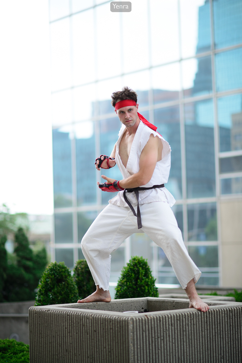 Ryu from Street Fighter in a fighting stance