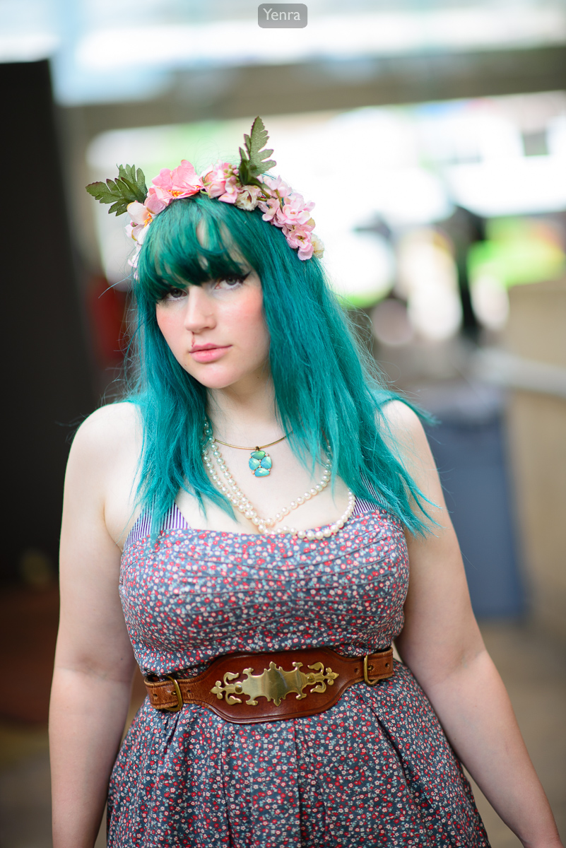 Green Hair and Flower Garland