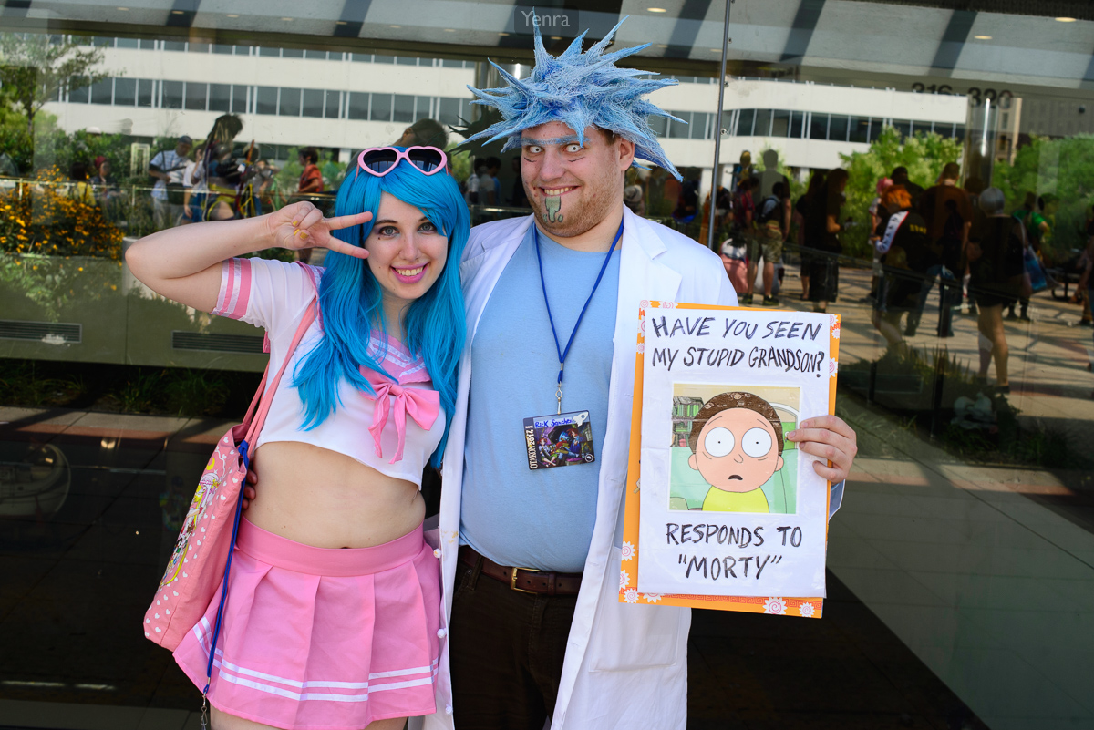 School girl and Rick from Rick and Morty