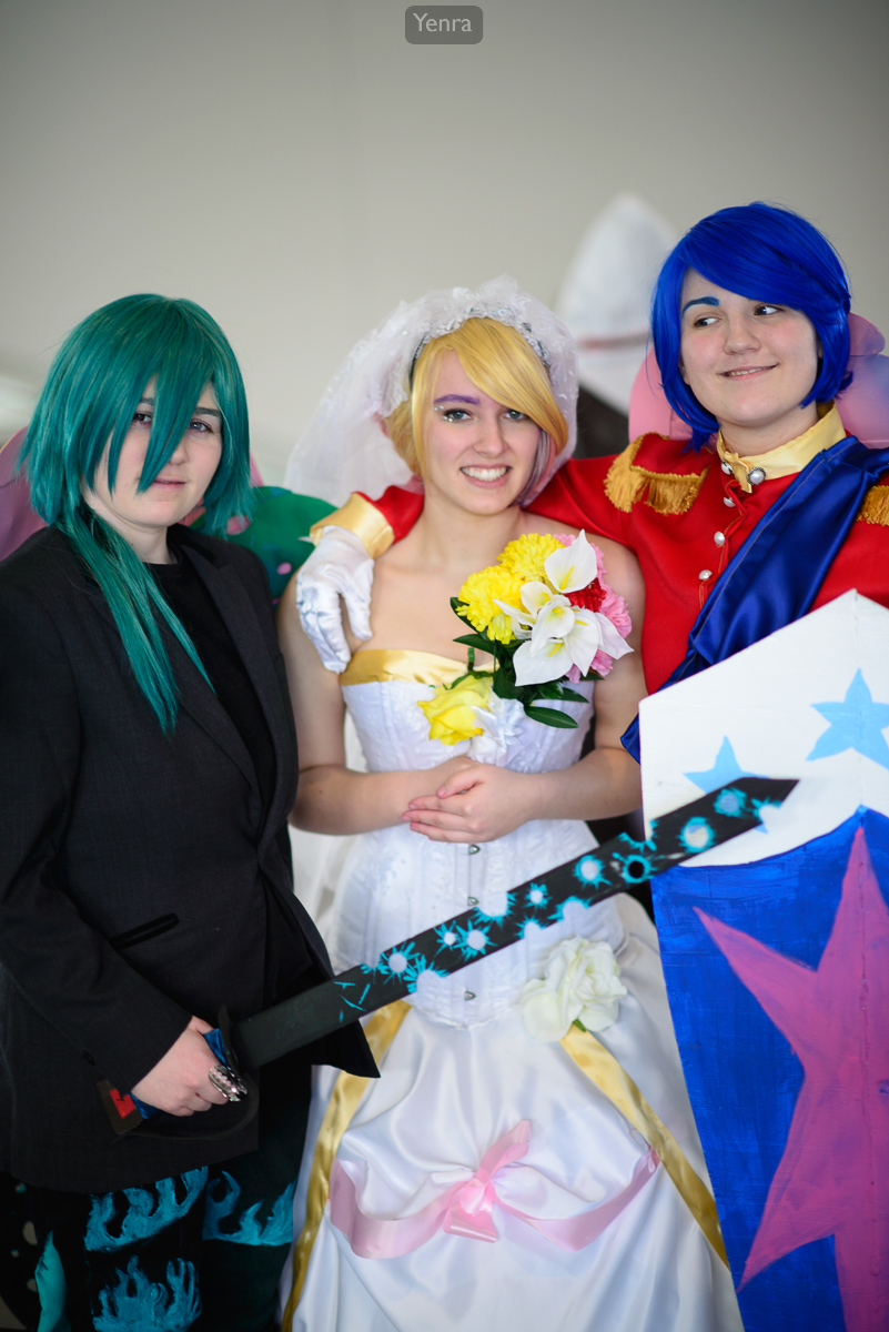 Queen Chrysalis, Princess Cadence, and Shining Armor from My Little Pony