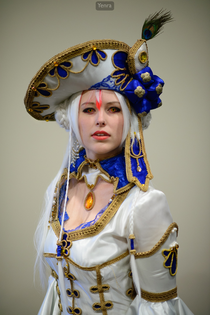 Astharoshe Asran from Trinity Blood attends an event in elaborate attire.