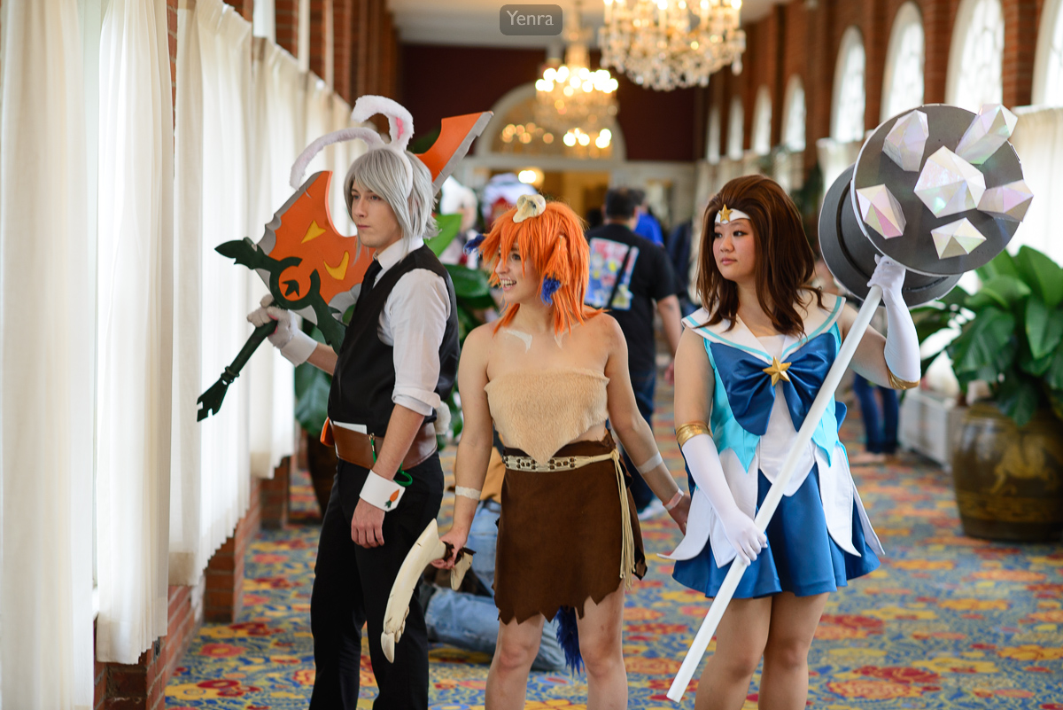 Battle Bunny Riven, Gnar, and Star Guardian Taric from League of Legends