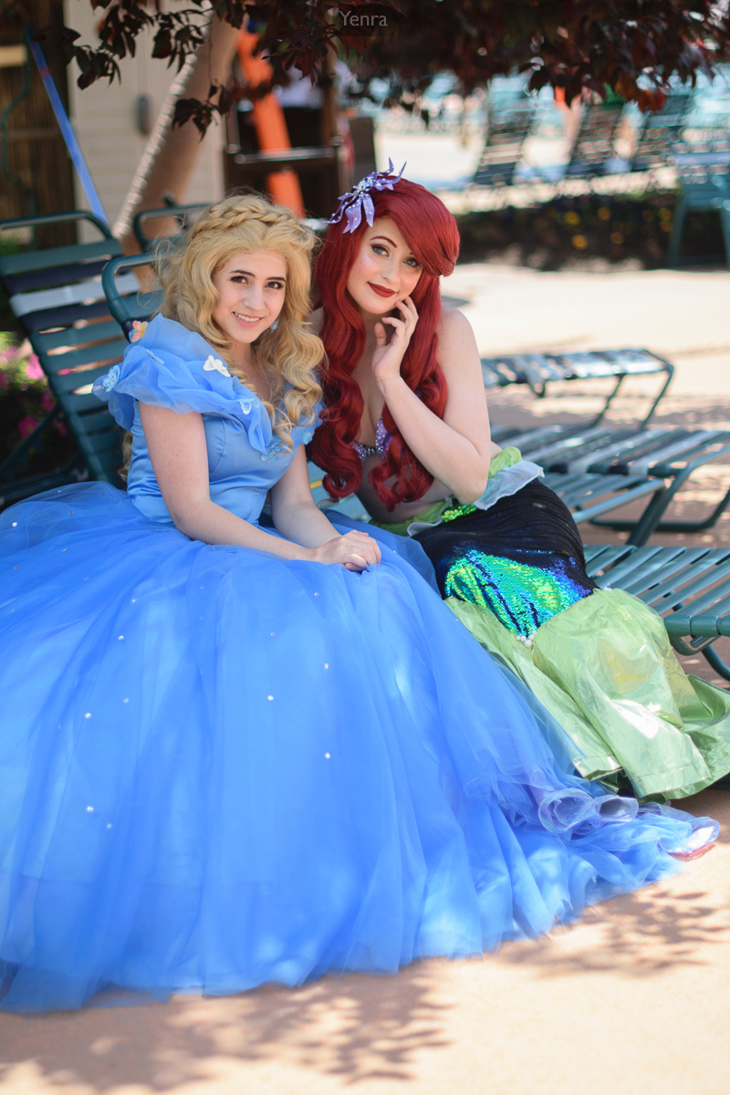 Cinderella from Disney's live action Cinderella and Ariel from The Little Mermaid