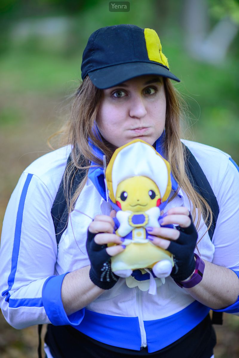 Pokemon Trainer Holding Cute Pikachu