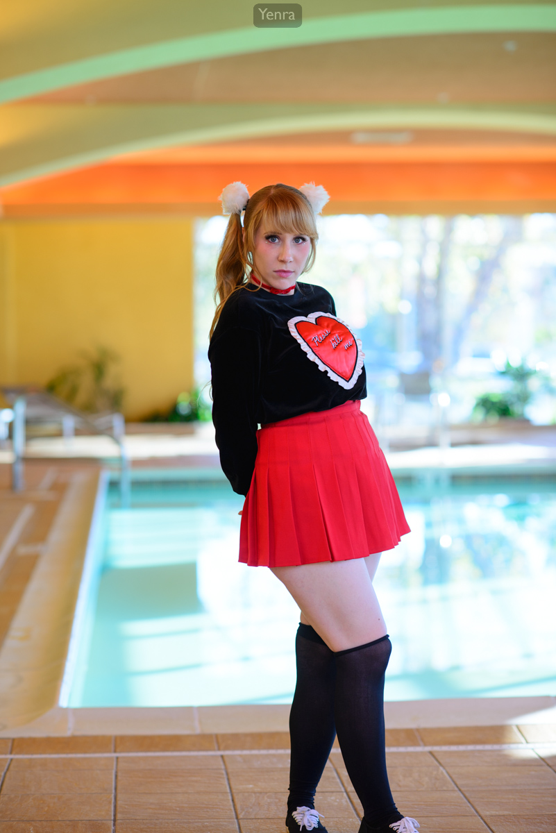 Red skirt and heart top