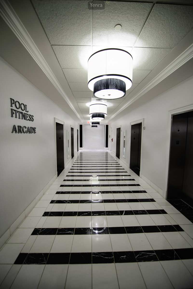 White Wavy Wall Hallway, Elevator Lobby, Pool Level, Gaylord