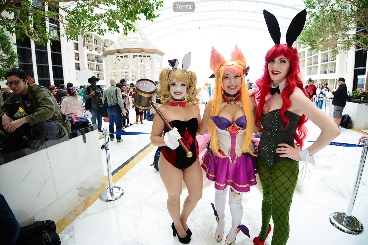 Bunny Harley Quinn and Poison Ivy with Ahri from League of Legends