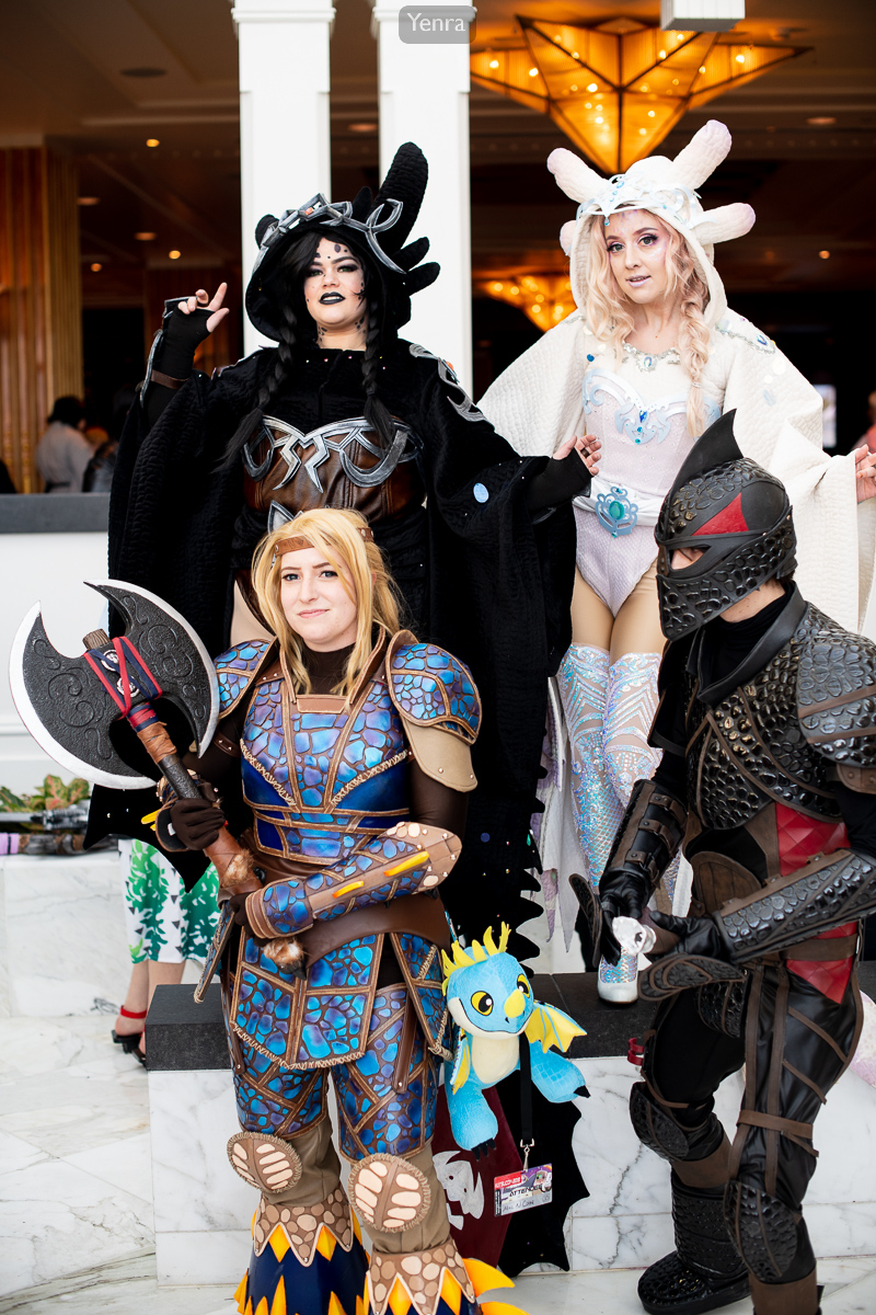 Toothless, Light Fury, Astrid, and Hiccup, How to Train Your Dragon