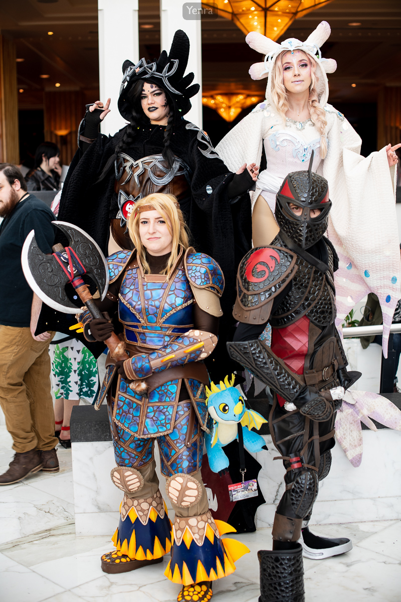 Toothless, Light Fury, Astrid, and Hiccup, How to Train Your Dragon