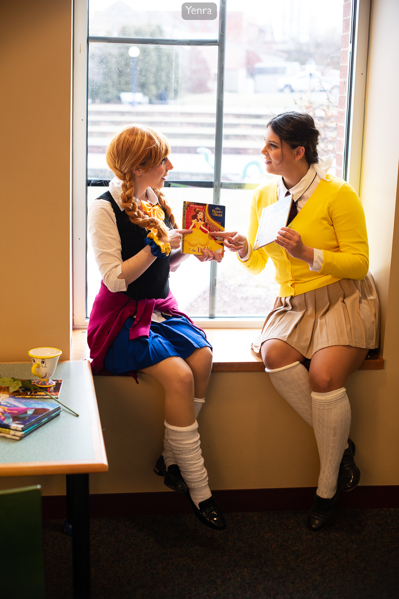Anna and Belle in the Library
