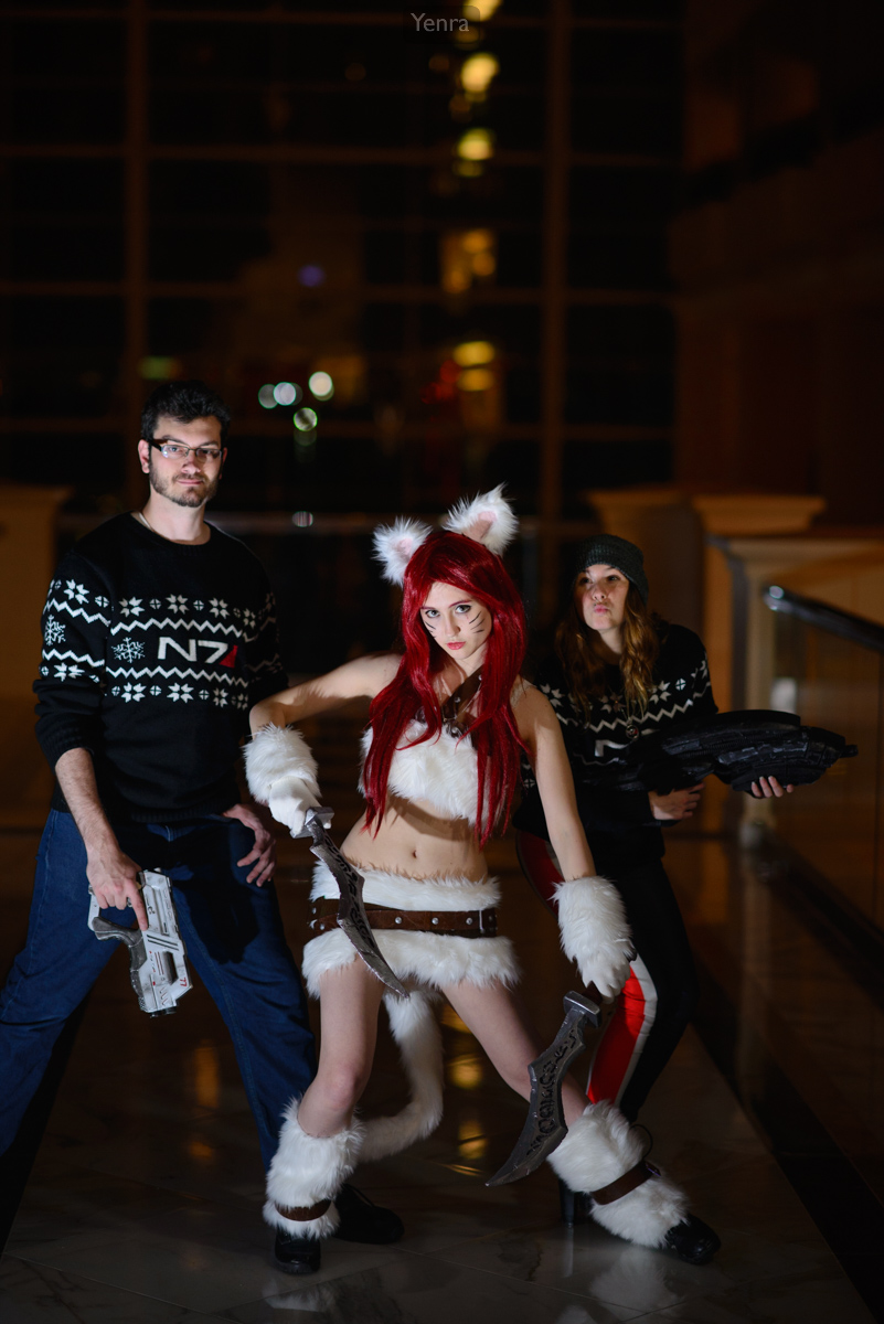 Holiday Sweater Commander Shepards with Kitty Cat Katarina from League of Legends