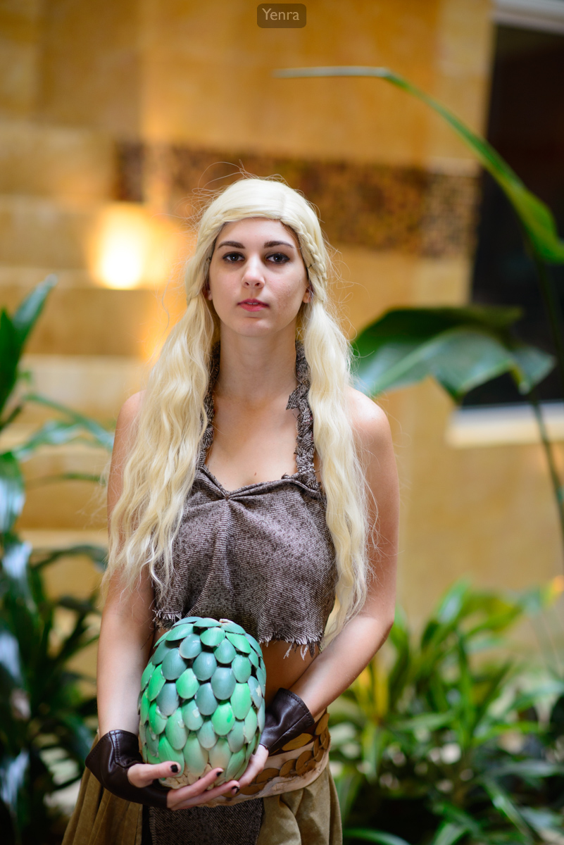 Daenerys holding a dragon egg
