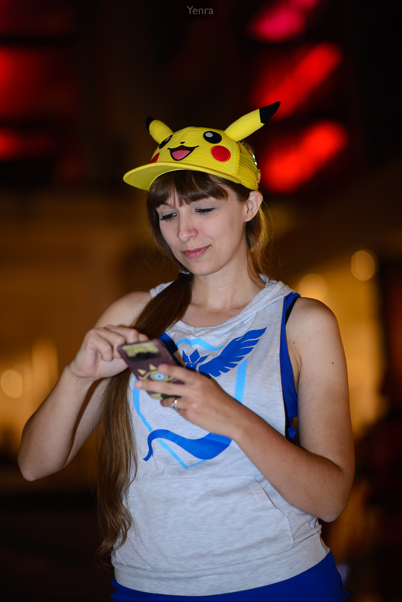 Wearing Pikachu Hat Playing Pokemon Go